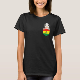 Bolivienfahne Bartgezogener Collie Hund in Pocket T-Shirt
