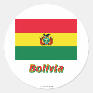 Bolivienflagge mit Name Runder Aufkleber