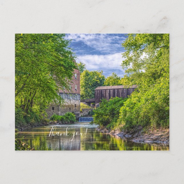 Bollinger Mill und Burfordville Covered Bridge Postkarte (Vorderseite)