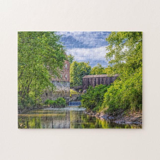 Bollinger Mill und Burfordville Covered Bridge Puzzle (Horizontal)
