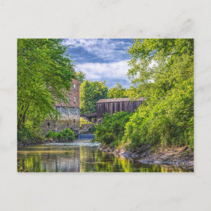 Bollinger-Mühle und Burfordville Covered Bridge Postkarte