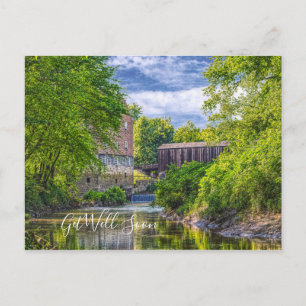 Bollinger-Mühle und Burfordville Covered Bridge Postkarte