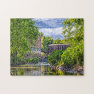 Bollinger-Mühle und Burfordville Covered Bridge Puzzle