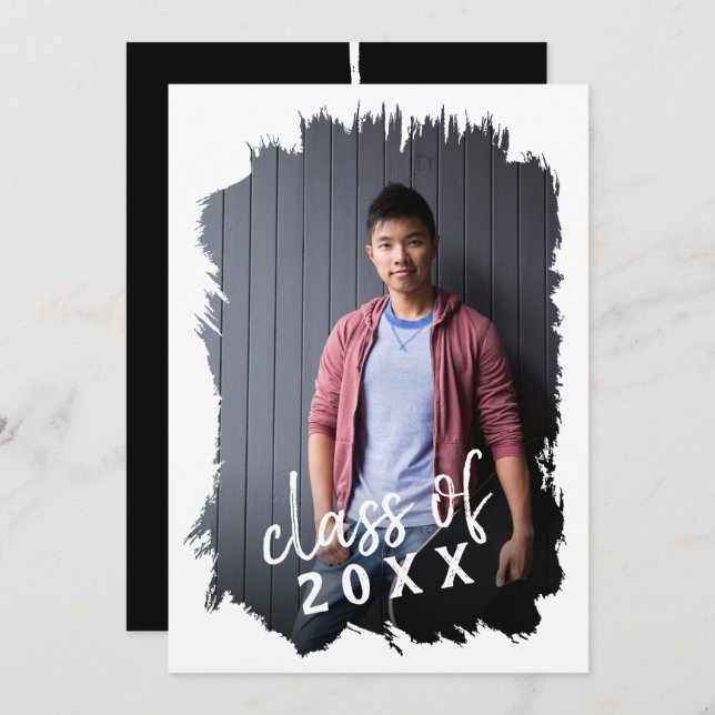 Bolly Brushed Foto Grad Party Einladung (Vorne/Hinten)