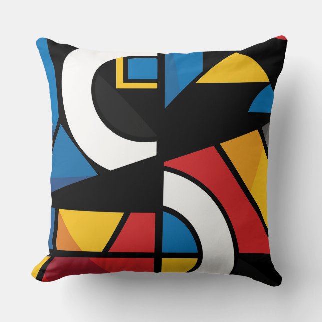 Bolly Colored Geometric Cubist Abstrakt Kissen (Vorderseite)