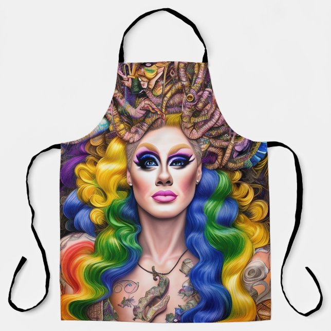 Bolly Glows Rainbow Drag Queen Artwork Design Schürze (Vorderseite)