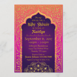 Bollywood Arabian Nights Babydusche Einladung