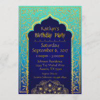 Bollywood Arabian Nights Geburtstagseinladungskart