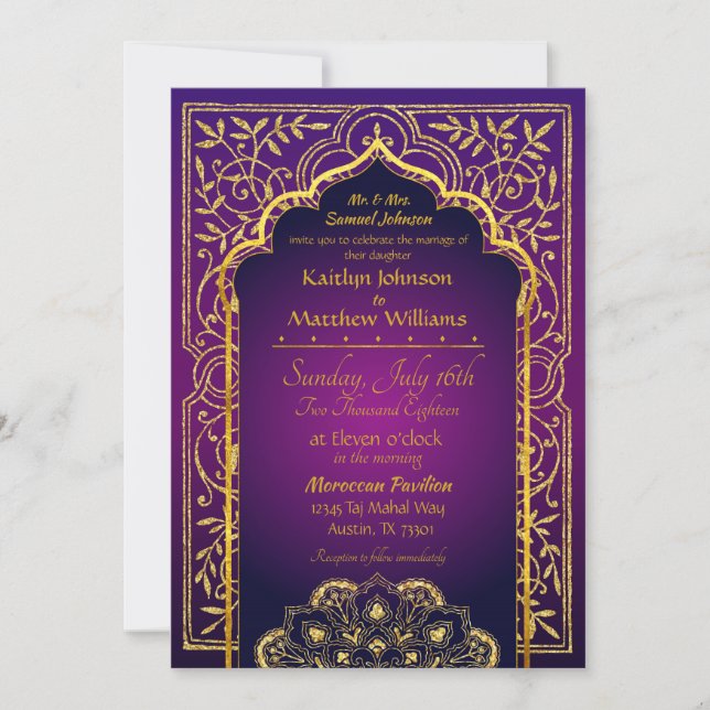 Bollywood Arabian Nights Hochzeitseinladung Einladung (Vorderseite)