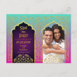 Bollywood Arabian Nights Save the Date Ankündigungspostkarte