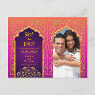 Bollywood Arabian Nights Save the Date Ankündigungspostkarte