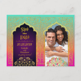 Bollywood Arabian Nights Save the Date Ankündigungspostkarte
