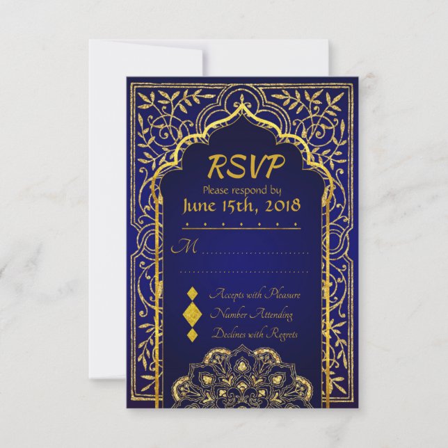 Bollywood Arabian Nights Wedding RSVP Card (Vorderseite)