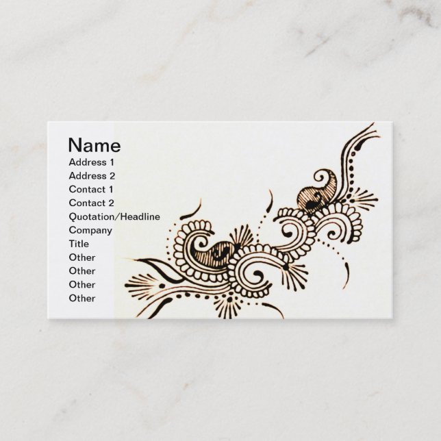 Bollywood Business Card Visitenkarte (Vorderseite)
