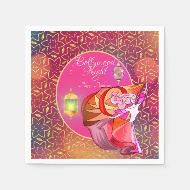 Bollywood Night Party Napkins - Personalisiert Serviette (Vorderseite)