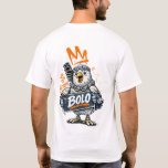 Bolo Graffiti Bird T-Shirt<br><div class="desc">Add bold urban energy to your wardrobe with the Bolo Graffiti Bird T-Shirt. This eye-catching design features Bolo, a fun cartoon bird with a rebellious street-art attitude, surrounded by graffiti elements and vibrant urban-style details. The large back print showcases the full character artwork with a graffiti crown, spray-style graphics, and...</div>