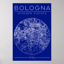 Bologna Blueprint-Karte Poster – Kreisstadtplan