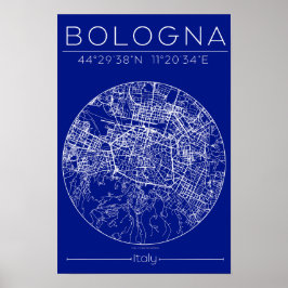 Bologna Blueprint Map Poster – Circular City Plan 