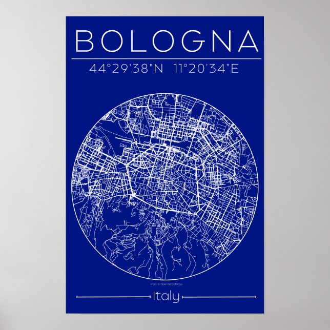 Bologna Blueprint Map Poster – Circular City Plan  (Vorne)