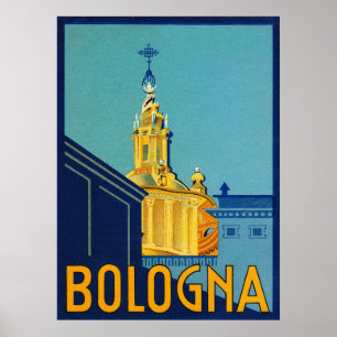 Bologna, City Gebäude, Italien, Vintage Reise Poster