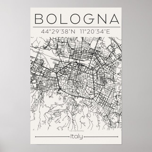 Bologna City Map Poster Modern Minimal Urban art  (Vorne)