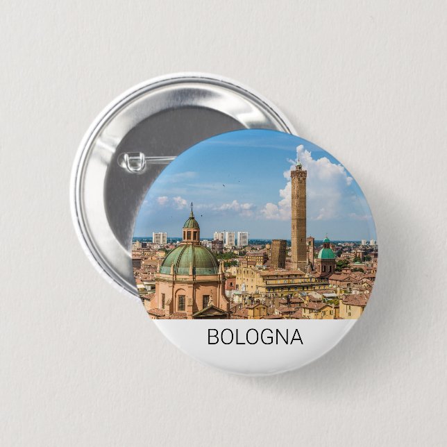 Bologna Emilia-Romagna Italien Panorama Souvenir Button (Vorne & Hinten)