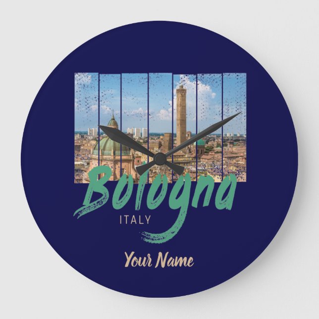 Bologna Emilia-Romagna Italien Vintages Andenken Große Wanduhr (Vorderseite)