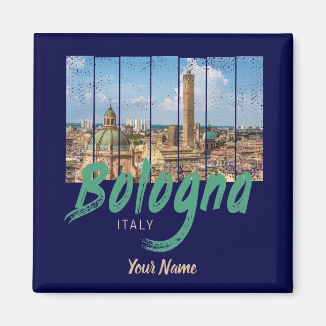 Bologna Emilia-Romagna Italien Vintages Andenken Magnet (Vorne)