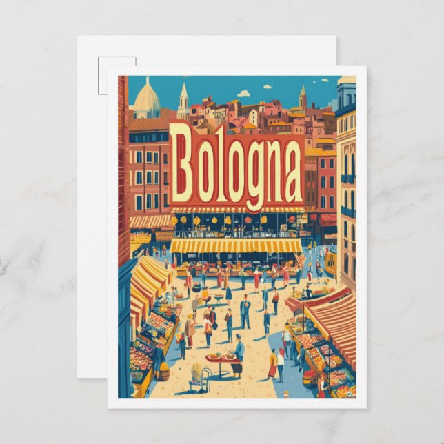 Bologna Italien Art Vintage Reisevorführung Postkarte (Vorne/Hinten)