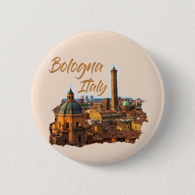 Bologna Italien: Historisches Zentrum Button (Vorderseite)