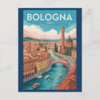 Bologna Italien Illustration Reise Kunst Vintage