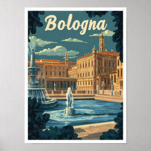 Bologna Italien Kunst Vintage Reise Illustration Poster