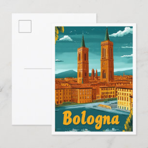 Bologna Italien Kunst Vintage Reise Illustration Postkarte