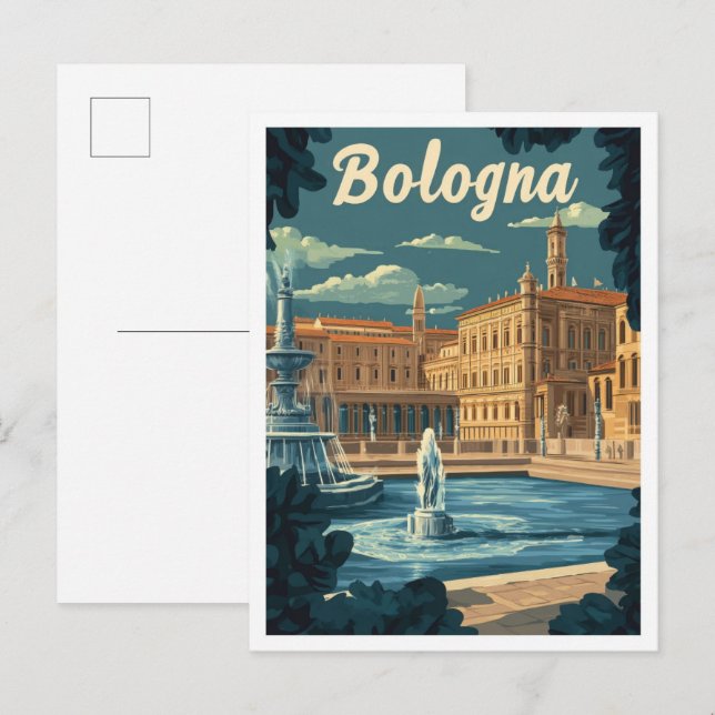 Bologna Italien Kunst Vintage Reise Illustration Postkarte (Vorne/Hinten)