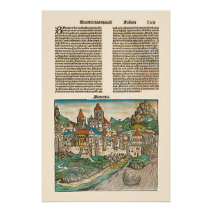 Bologna Italien Nürnberg-Chronik Mittelalterliches Poster