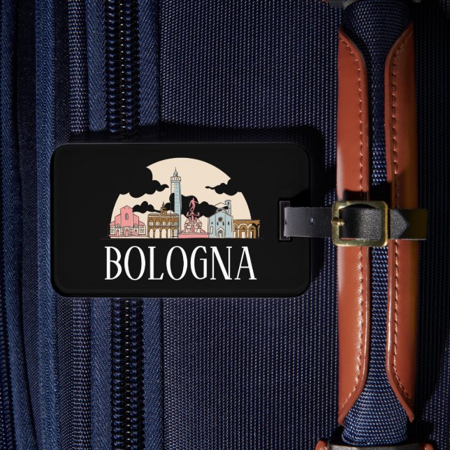 Bologna Italien Silhouette Vintage Travel Gepäckanhänger (Vorderseite Insitu 4)