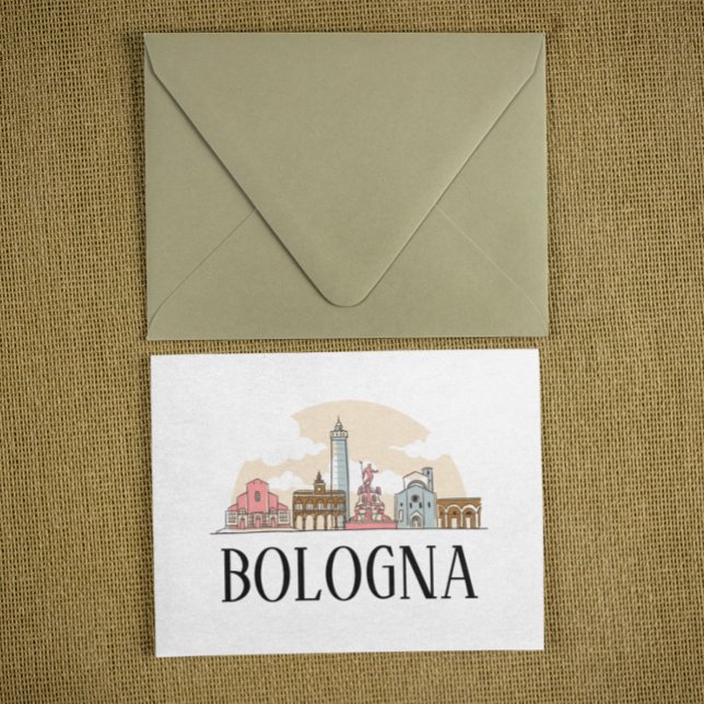 Bologna Italien Silhouette Vintage Travel Postkarte (bologna italy city silhouette postcard)