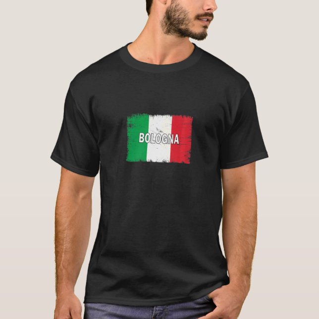 Bologna Italien Stadt mit italienischer Flagge T-Shirt (Vorderseite)