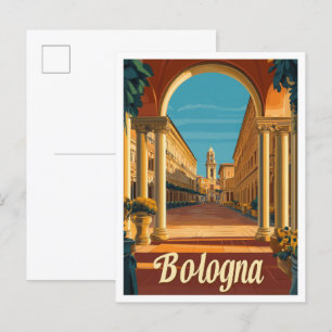 Bologna Italien Vintage Travel Illustration Postkarte