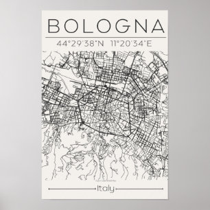 Bologna Stadtplan Poster Moderne Minimalistische S