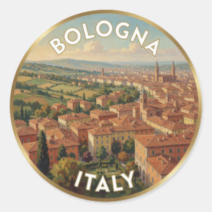 Bologna Terrakotta-Hügel Italien Reise Szene  Runder Aufkleber