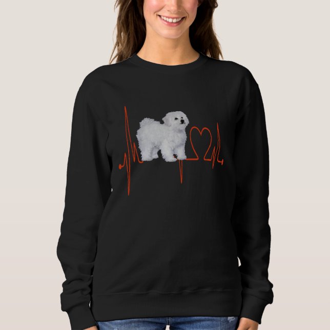 Bolognese Dog Heartbeat EKG My Dogs Are My Cardio Sweatshirt (Vorderseite)