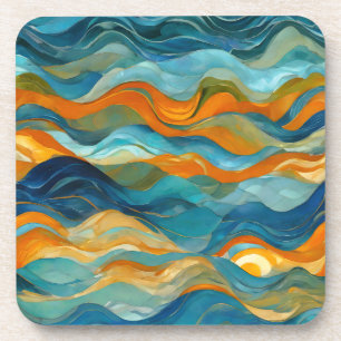 "Bolonia" Blaue Orangenwaves Getränkeuntersetzer