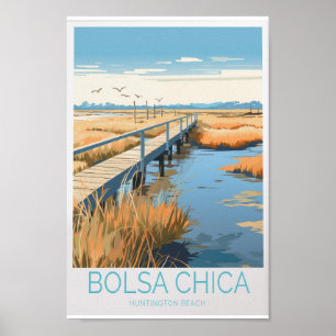 Bolsa Chica Travel Poster - California Staat Beach