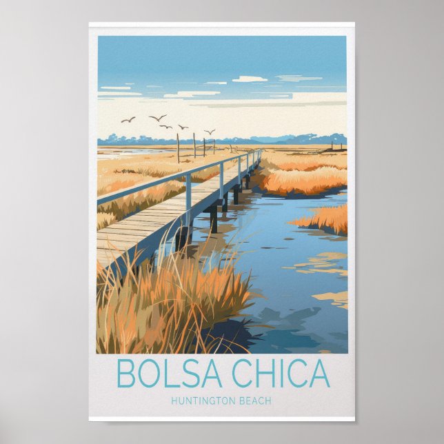 Bolsa Chica Travel Poster - California Staat Beach (Vorne)