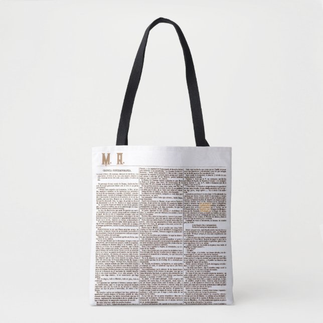 Bolsa con Monogram und Alte Spanische Zeitungsseit (Vorderseite)