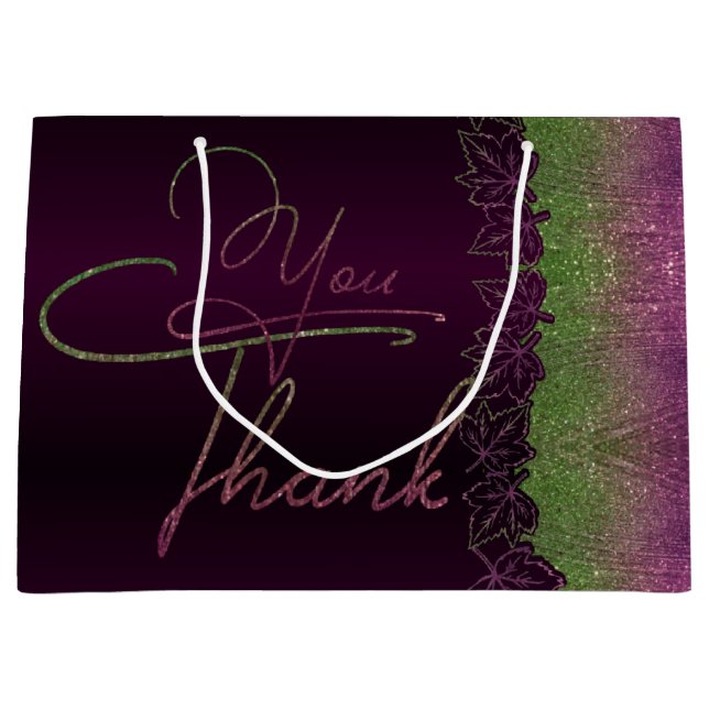 Bolsa de regalo lujosa con purpurina Y gracias Große Geschenktüte (Vorderseite)