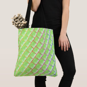 Bolsa verde claro com'emenda colorida, e relevant'