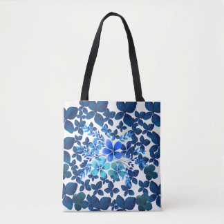 BOLSO DE TELA AZUL CON FLORES