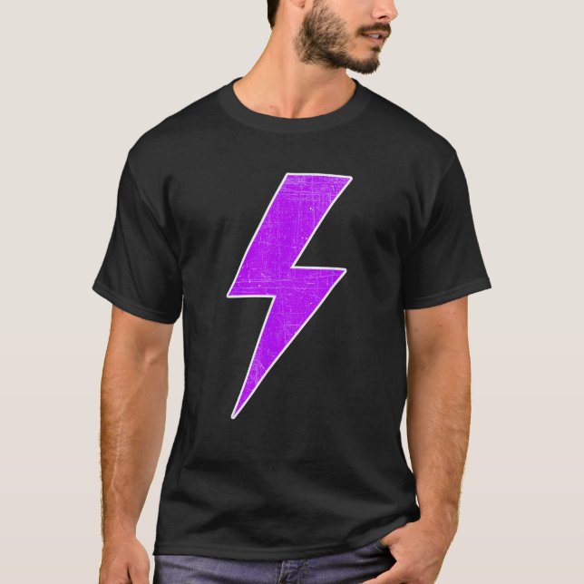 Bolt Lightning Purple White Design Team Sports  T-Shirt (Vorderseite)